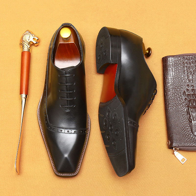 Men's Genuine Leather Brogue Business Dress Shoes