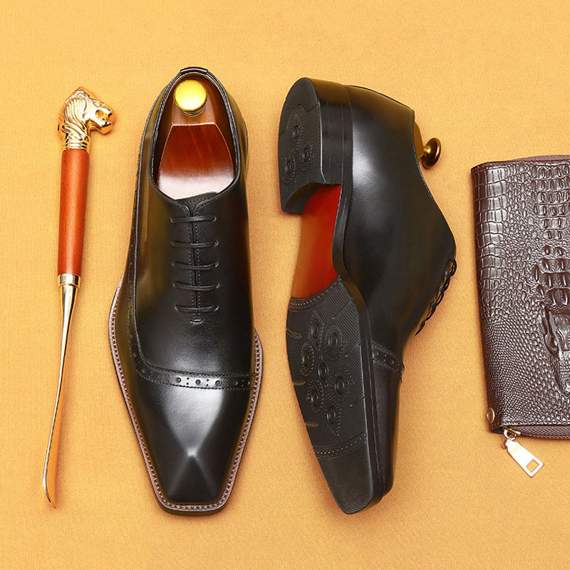 Men's Genuine Leather Brogue Business Dress Shoes