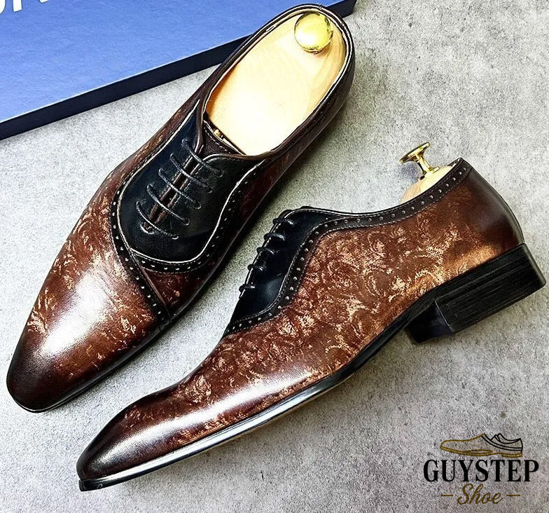 Men's Genuine Leather Printed Brogue Oxford Shoes