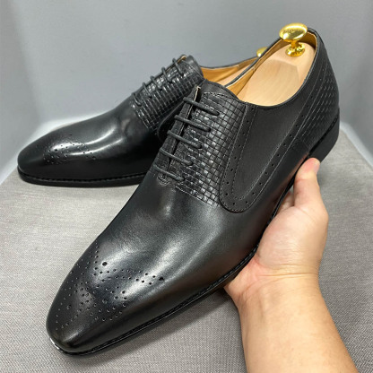 Men's Genuine Leather Business Brogue Oxford Shoes