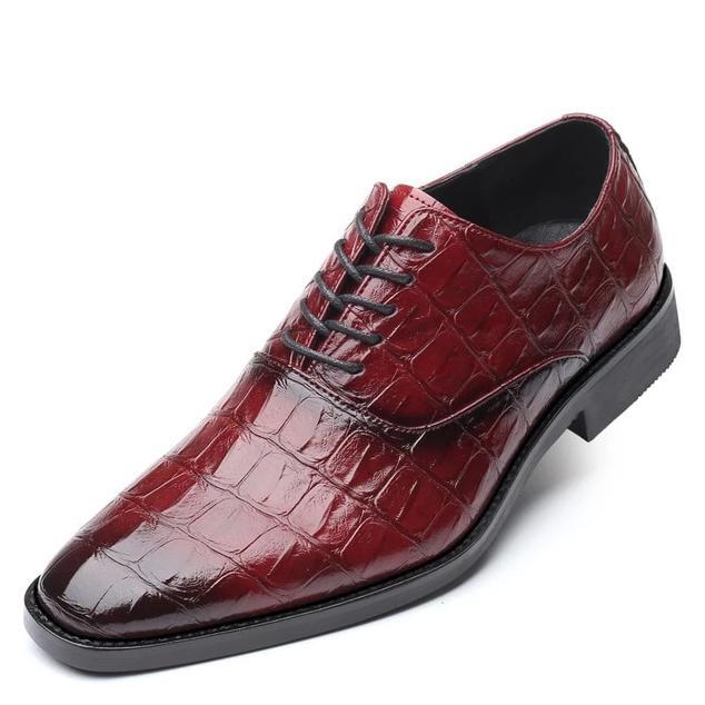 Crocodile pattern men's business casual lace-up shoes