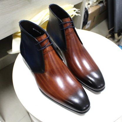 Men's boots leather lace-up high-top leather shoes handcrafted distressed work boots