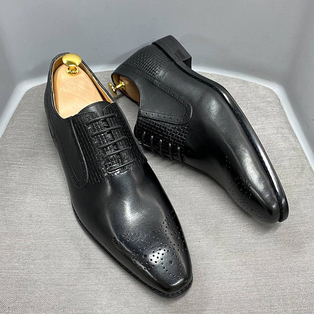 Men's Genuine Leather Business Brogue Oxford Shoes