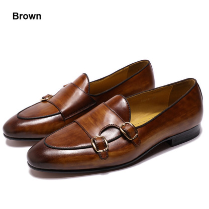 [Copy]2025 New men's business casual pointed toe black and white leather shoes