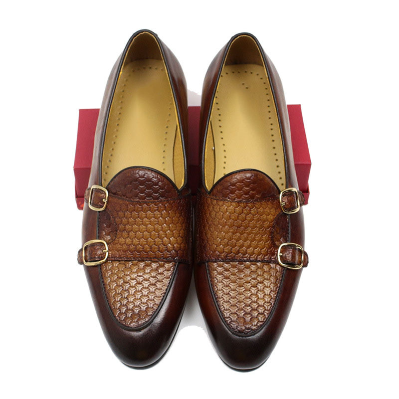 Men's double buckle casual genuine leather shoes
