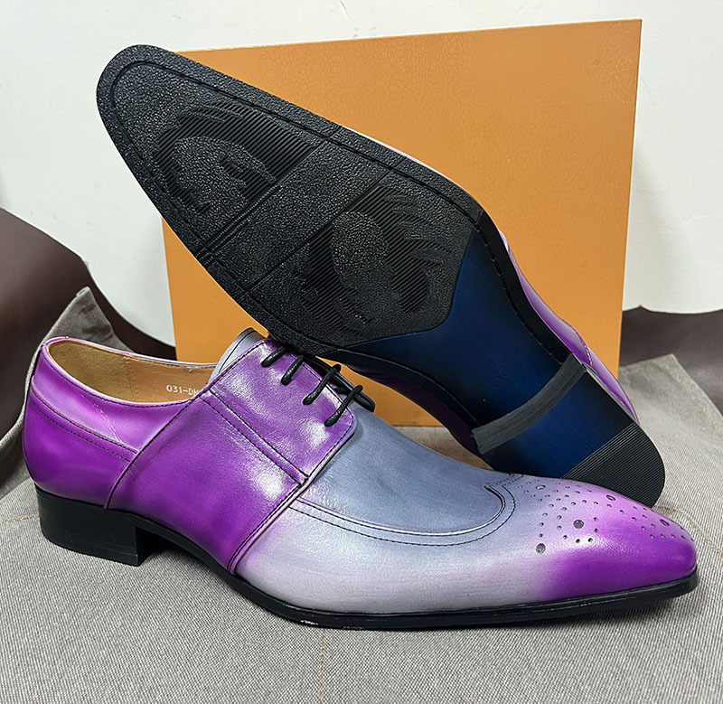 Lilac leather derby shoes