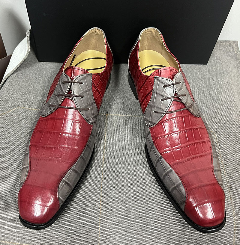 Men's stylish color matching lace-up leather shoes