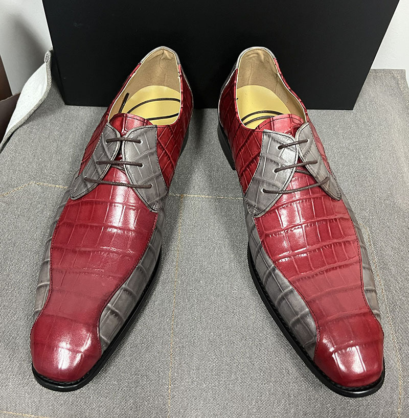 Men's stylish color matching lace-up leather shoes
