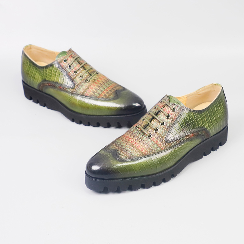 Men's large size casual fashion leather shoes Dark green purple brown