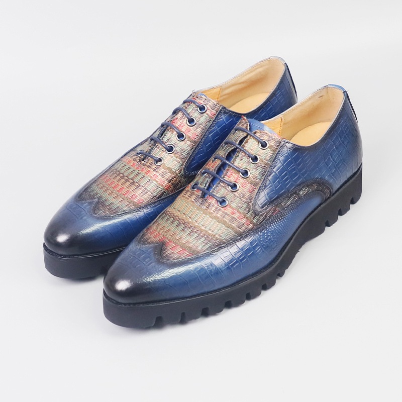 Men's large size casual fashion leather shoes Dark green purple brown