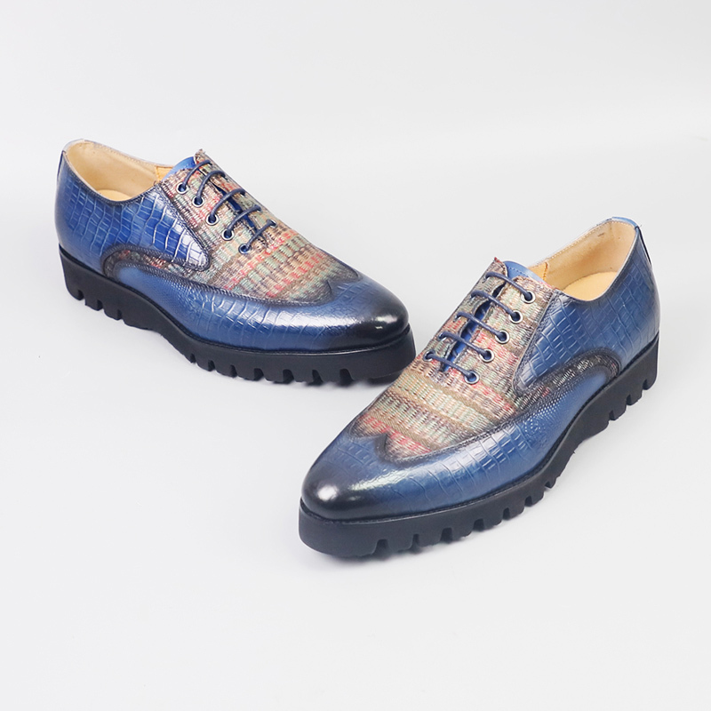 Men's large size casual fashion leather shoes Dark green purple brown