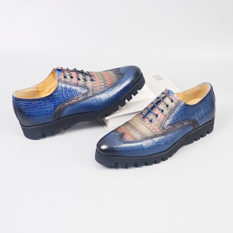 Men's large size casual fashion leather shoes Dark green purple brown