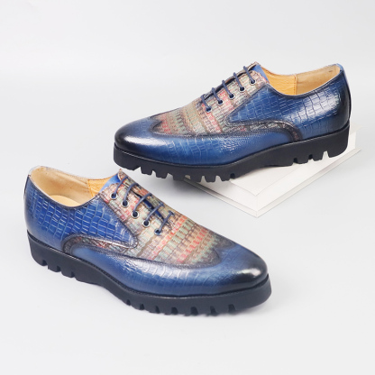 Men's large size casual fashion leather shoes Dark green purple brown