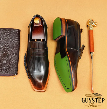 GUYSTEP™Genuine Leather Patent Leather Loafers - Slip-On Formal Shoes