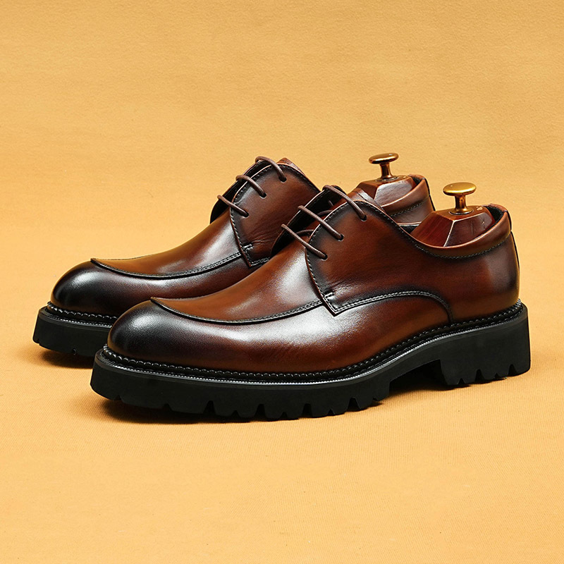 Men's Genuine Leather Business-Casual Platform Derby Shoes