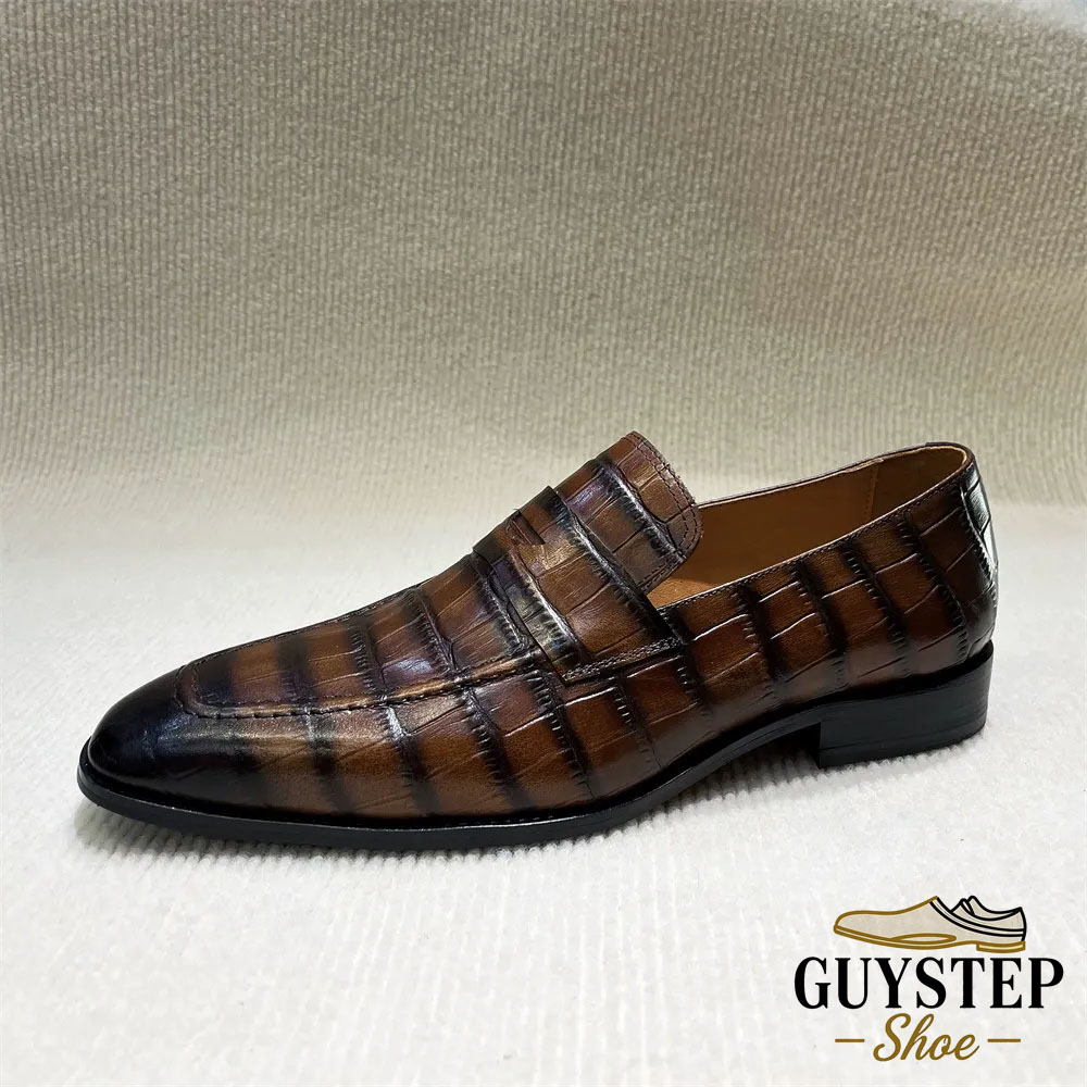 High-end quality handmade first-layer cowhide embossed new style business casual loafers