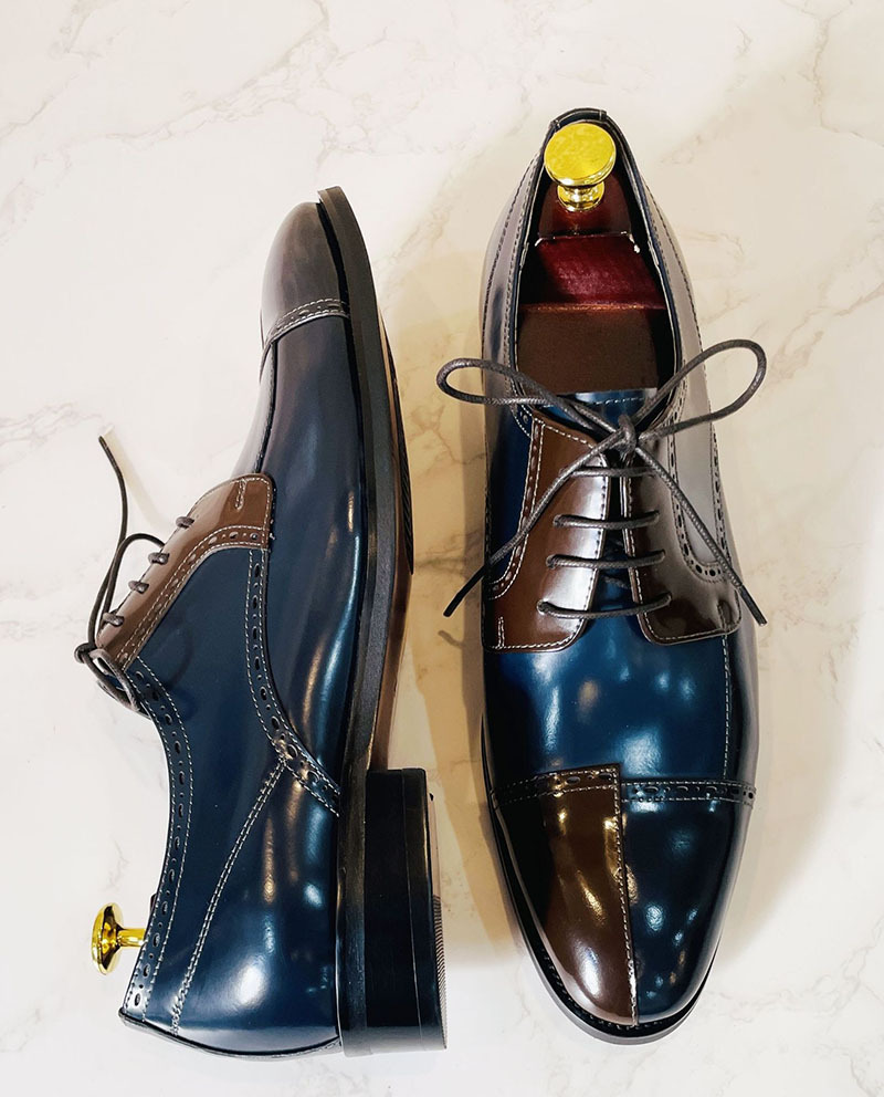 Colorblock high-end business leather men's casual leather shoes