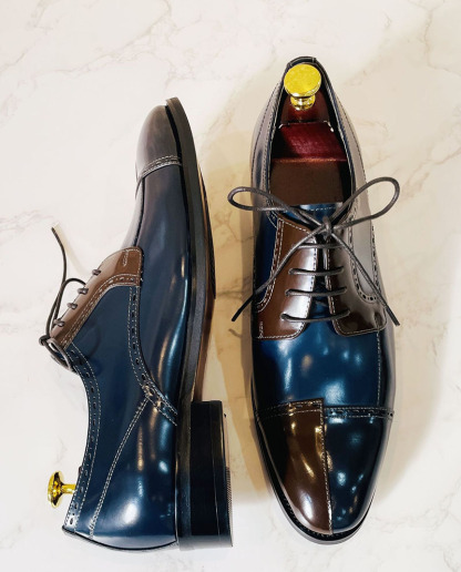Colorblock high-end business leather men's casual leather shoes