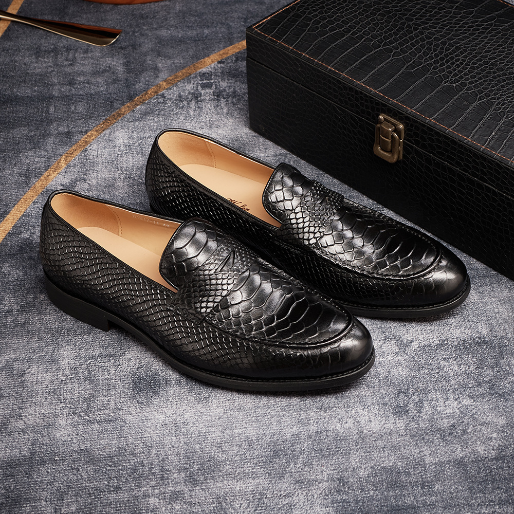 Men's Genuine Leather Handcrafted Snakeskin-Patterned Loafers