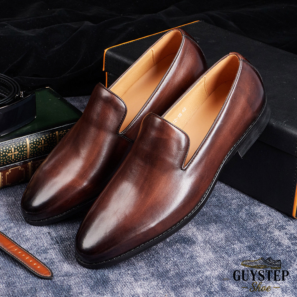 Best-Selling GUYSTEP™ Men's Full-Grain Leather Loafers: Classic Slip-On | Comfortable, Breathable & Versatile | Shop Now