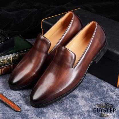 GUYSTEP™ Men's Full-Grain Leather Classic Slip-On Loafers