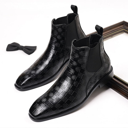 Men's Glossy Checkered Chelsea Boots