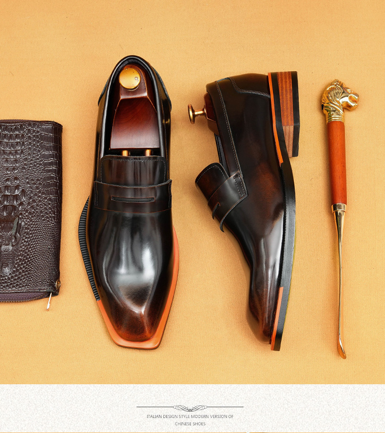 Genuine Leather Patent Leather Loafers - Slip-On Formal Shoes