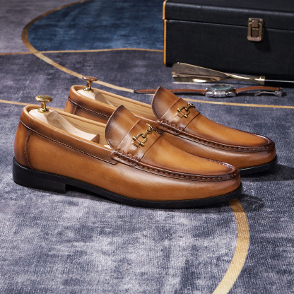 Men's Premium Business Casual Genuine Cowhide Horsebit Loafers