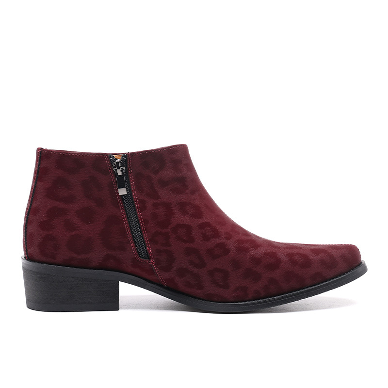 Men's Leopard Print Suede Chelsea Boots