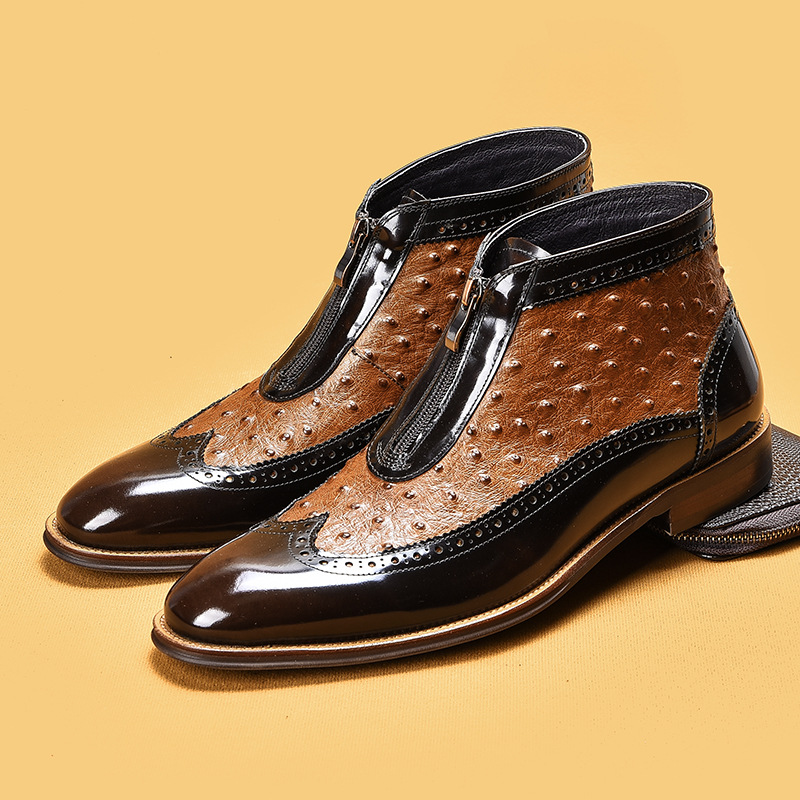 GUYSTEP™-Front Zipper Genuine Leather Ankle Boots