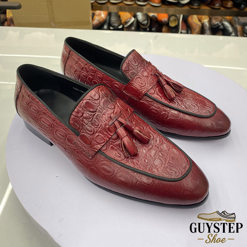 GUYSTEP™Men's Genuine Leather Croc-Embossed Tassel Loafers
