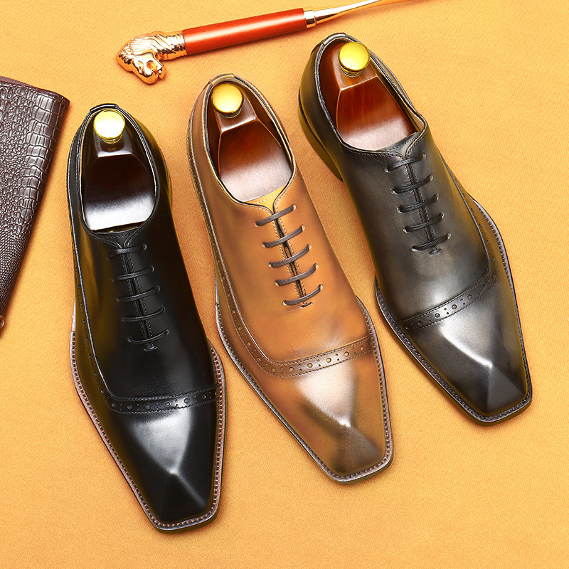 Men's Genuine Leather Brogue Business Dress Shoes