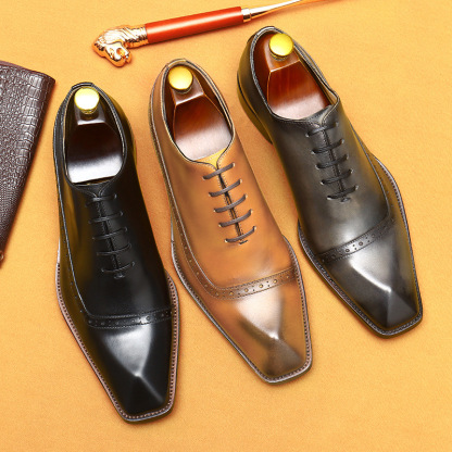 Men's Genuine Leather Brogue Business Dress Shoes