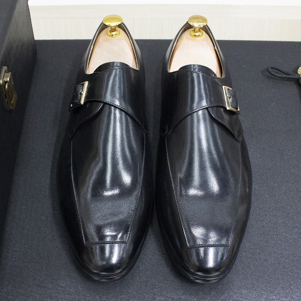Men's Handcrafted Genuine Leather Formal Buckle Monk Shoes