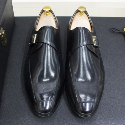 Men's Handcrafted Genuine Leather Formal Buckle Monk Shoes