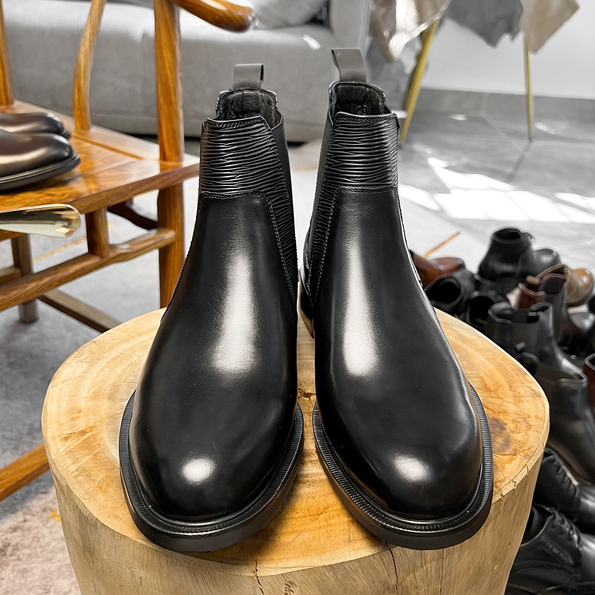 New Arrival Men's Full-Grain Leather Chelsea Boots