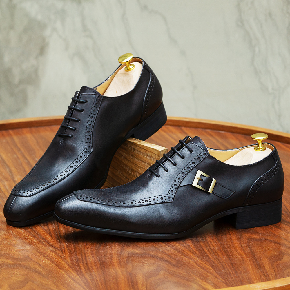 Men's Genuine Leather Handcrafted Business-Casual Brogued Oxford Shoes