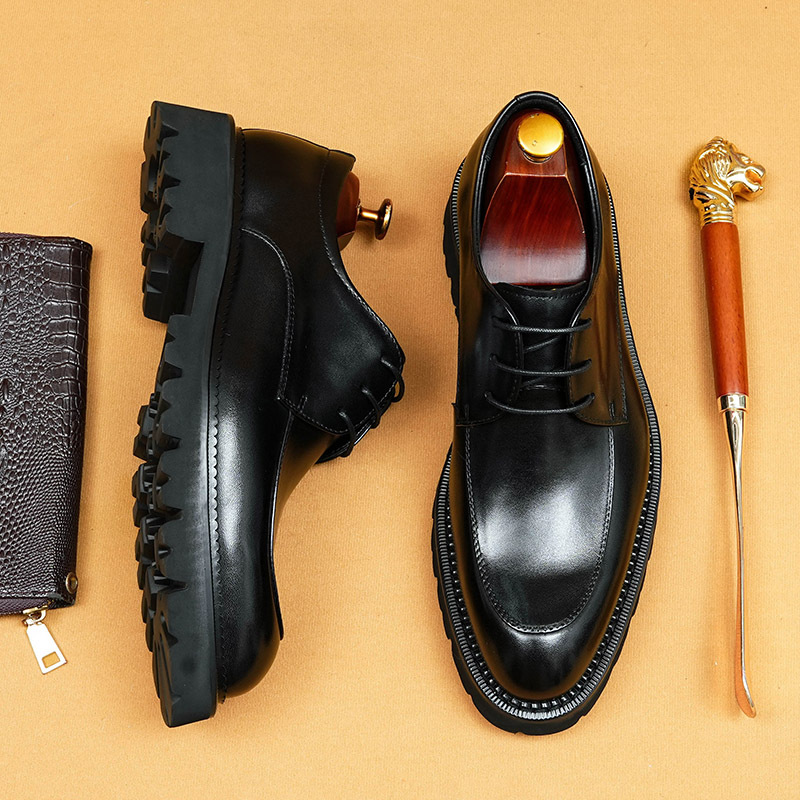 GUYSTEP™ Men's Oxford Shoes: Hand-Burnished Genuine Leather, Brogued Detail | Comfortable, Easy-Clean Finish | Daily Commutes