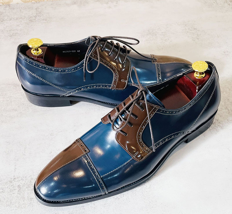 Colorblock high-end business leather men's casual leather shoes