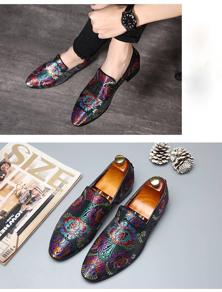 Exquisite Chinese Style Embroidery Men Loafers Shoes