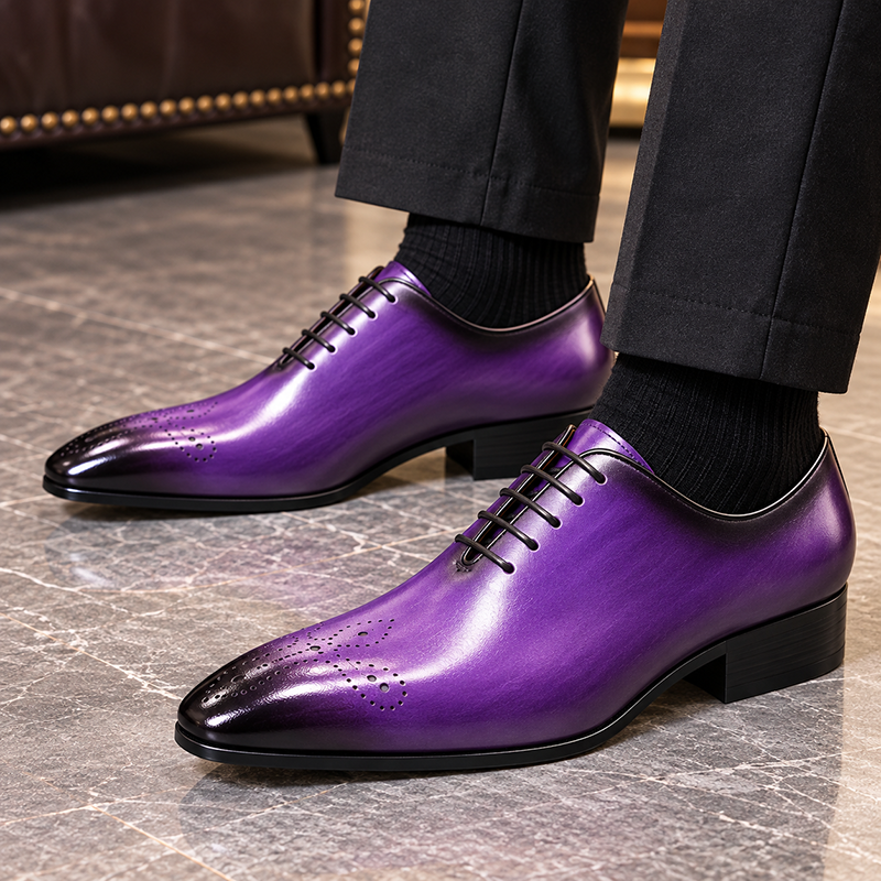GUYSTEP™Men's simple and stylish genuine leather pointed toe oxford shoes