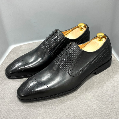 Men's Genuine Leather Business Brogue Oxford Shoes