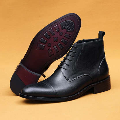 Men's Full-Grain Leather Zipper Slip-On Martens Ankle Boots