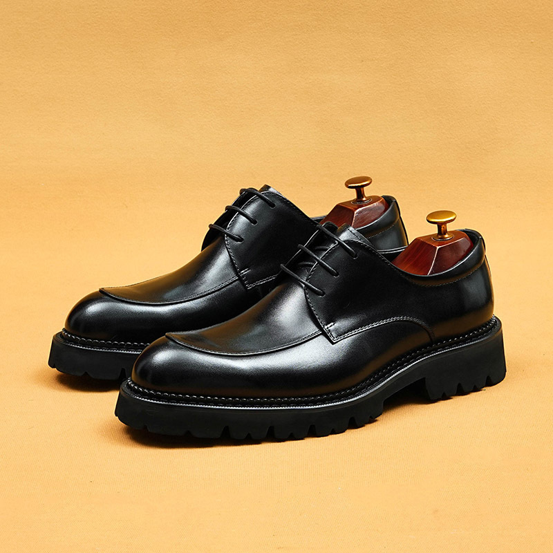 Men's Genuine Leather Business-Casual Platform Derby Shoes