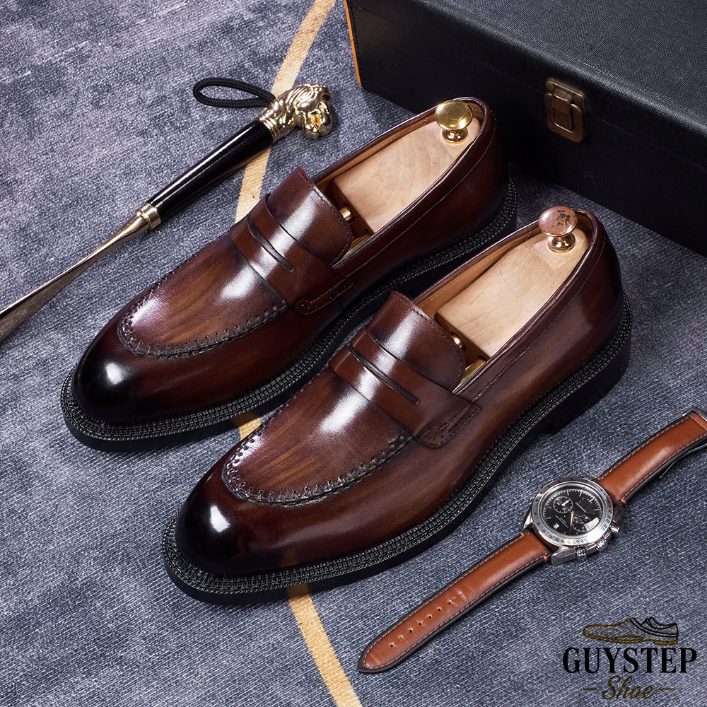 GUYSTEP™ Men's Genuine Leather Casual Slip-On Loafers