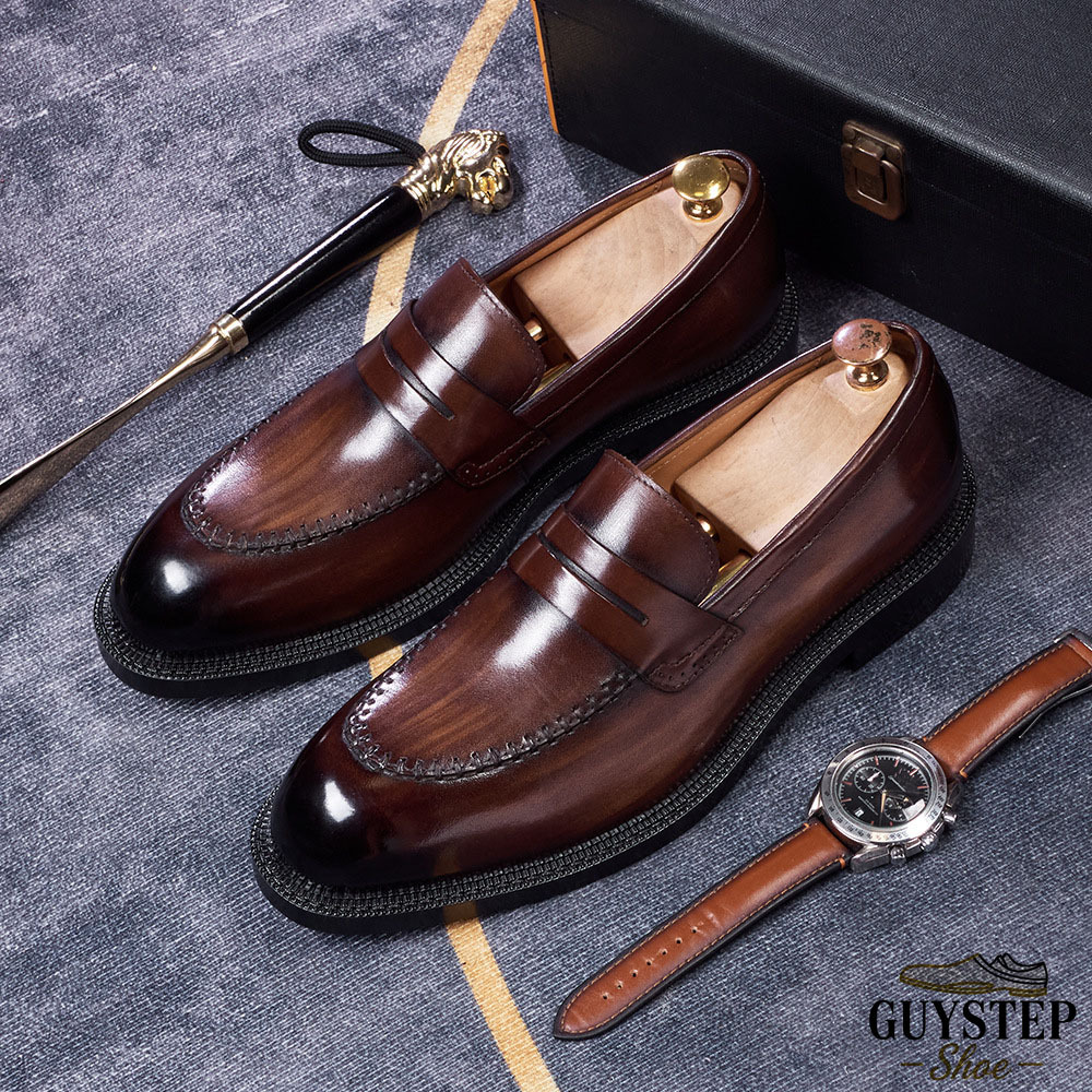 Classic & Comfortable GUYSTEP™ Men's Slip-On Loafers: Genuine Leather ,Lightweight, Daily Commute & Casual Gatherings