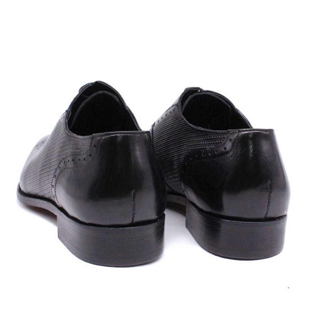 Men's Genuine Leather Brogue Oxford Shoes - Classic Perforated Dress Shoes