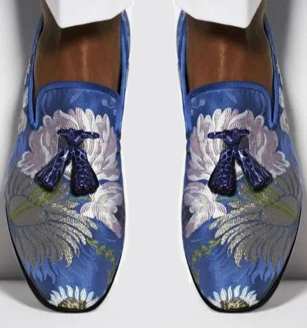 GUYSTEP™-Handmade embroidery Blue Men Loafer Shoes