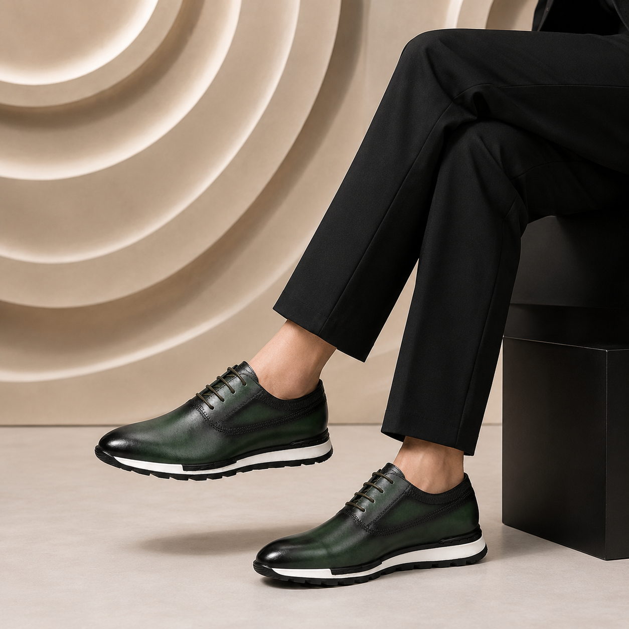 Men's Leather Lace-Up Casual Sneakers – Available in Multiple Colors