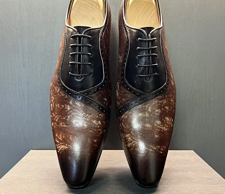 Men's Genuine Leather Printed Brogue Oxford Shoes